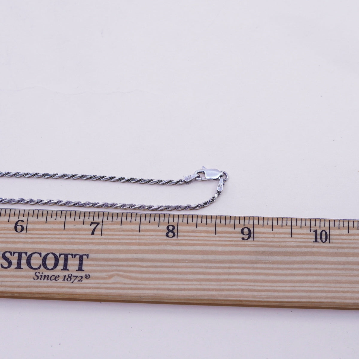 18” 1.6mm, vintage sterling silver necklace, 925 rope chain