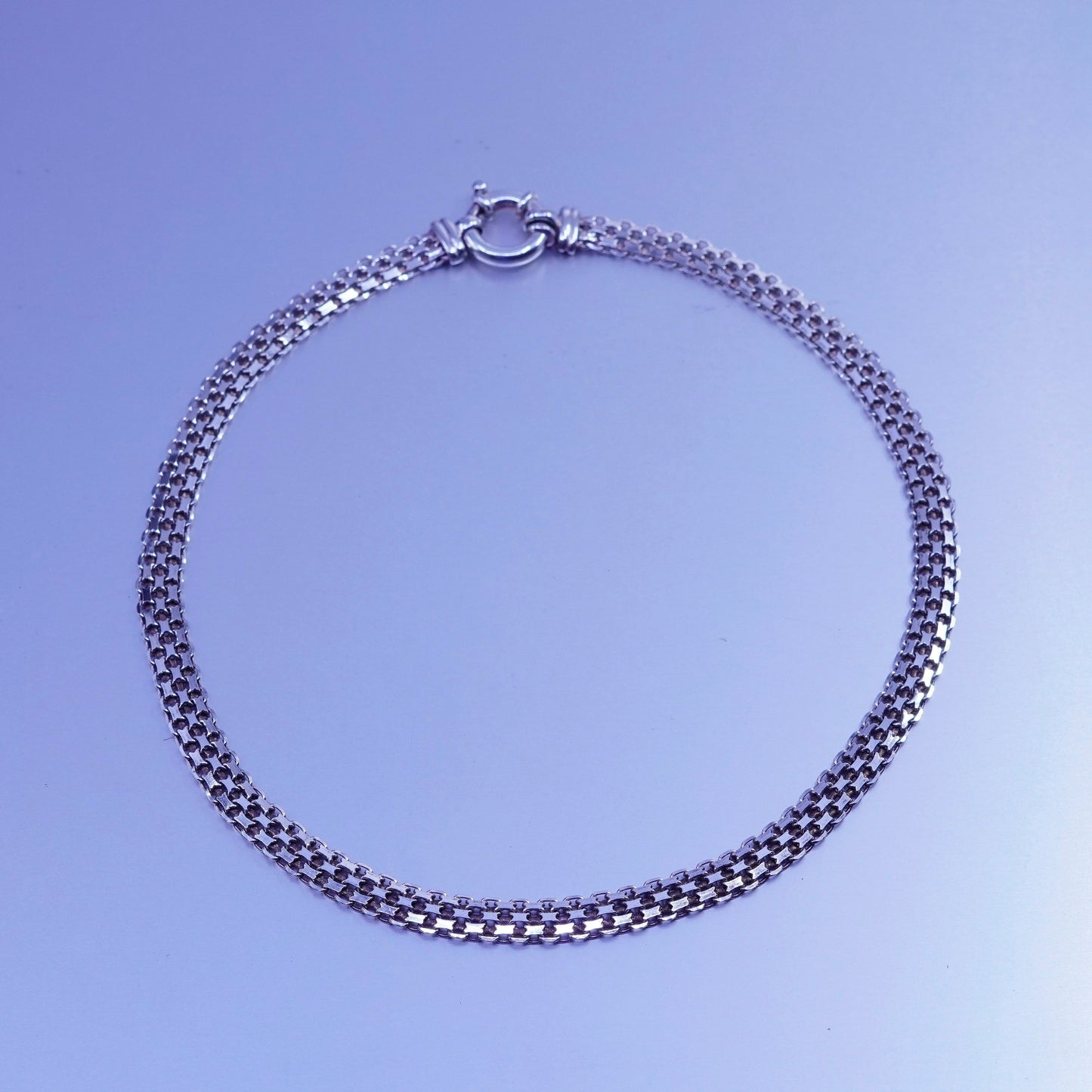 16” 8mm, Italy Milor Sterling 925 silver handmade flatten wide nugget necklace