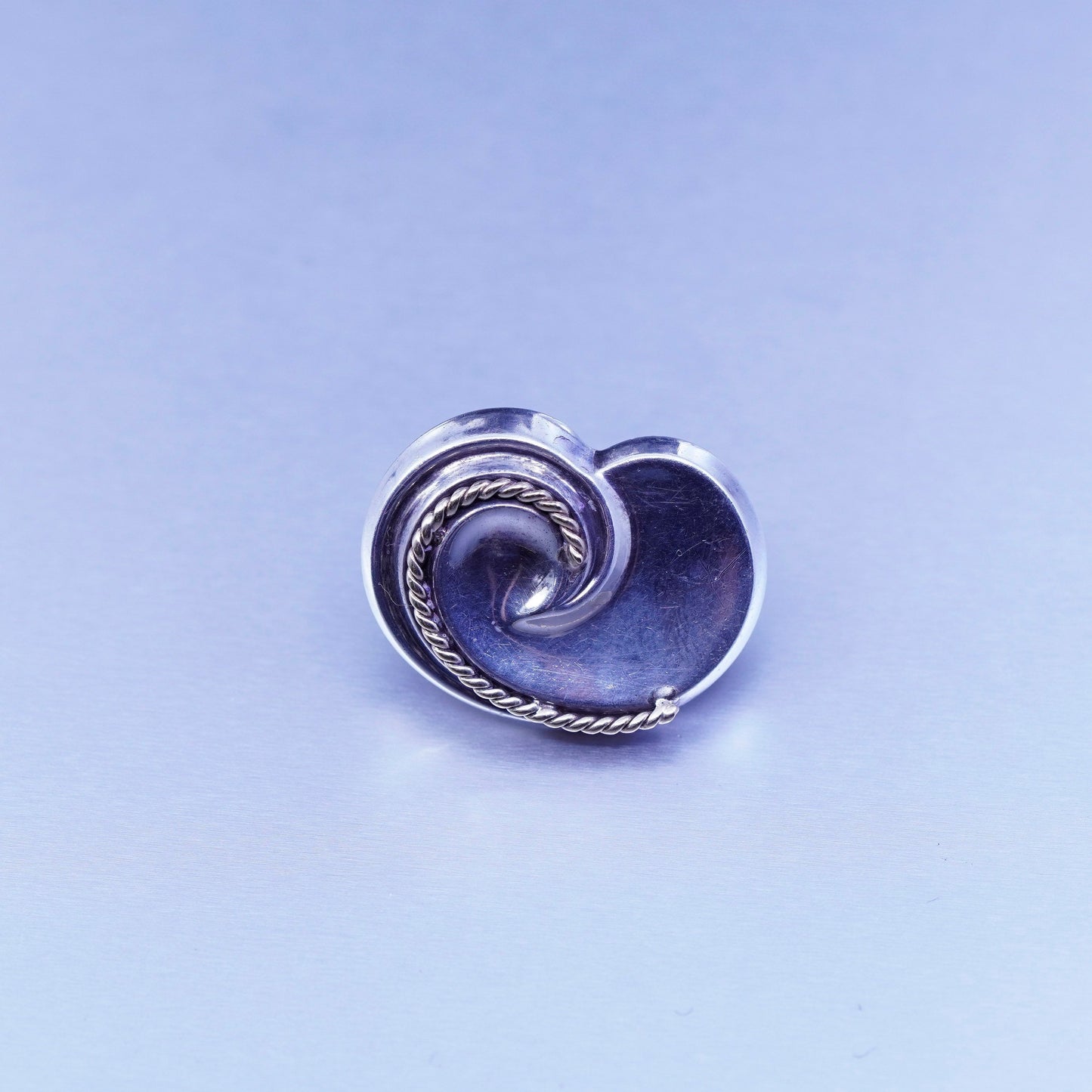 Vintage designer 14K cable swirly Sterling 925 silver handmade earrings, studs