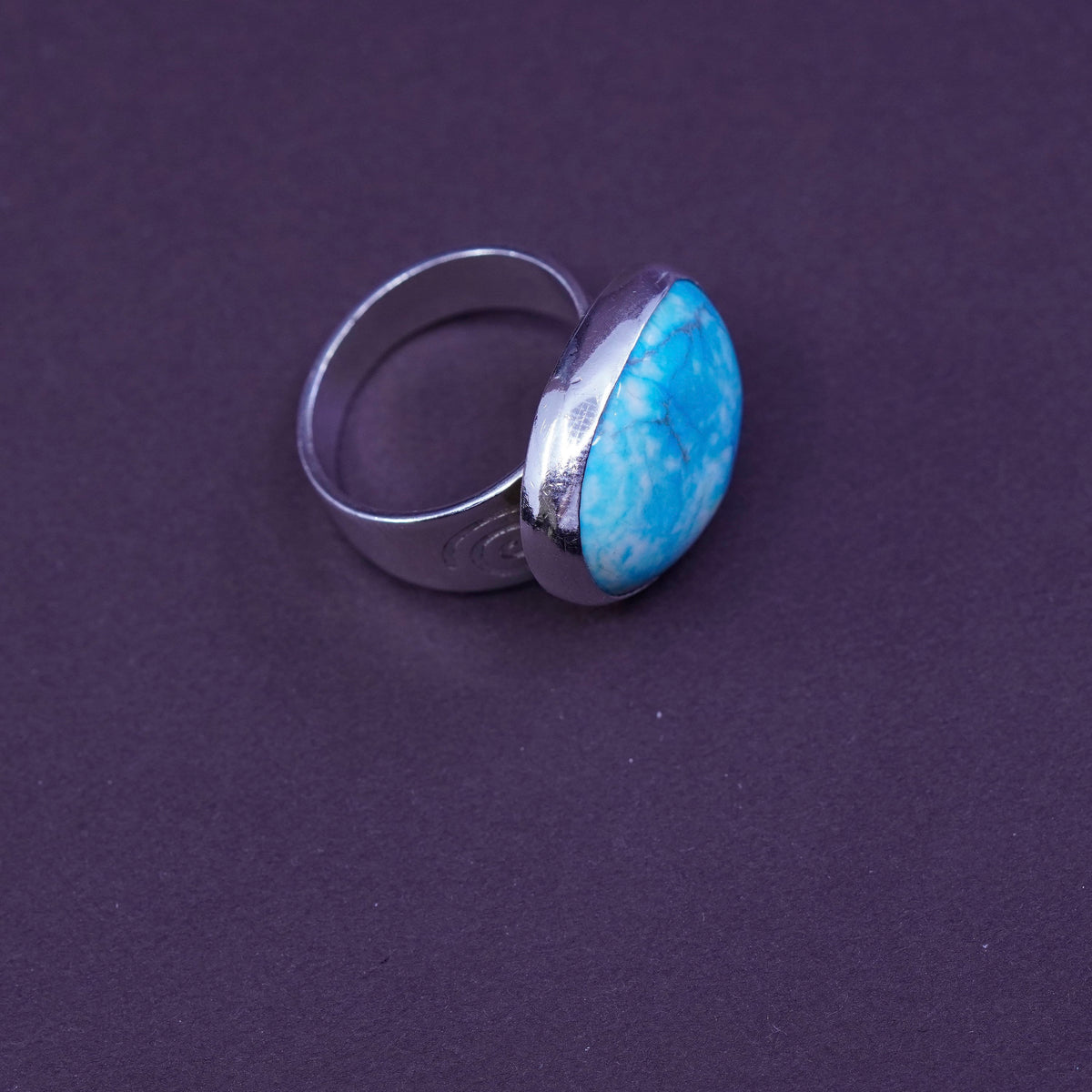 Size 7, vintage ARMAO Sterling 925 silver handmade ring with turquoise