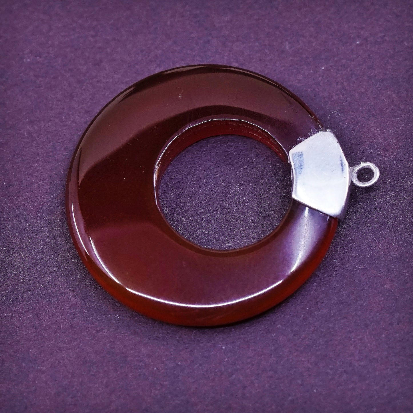 sterling silver Handmade Pendant, 925 bali w/ circle Carnelian