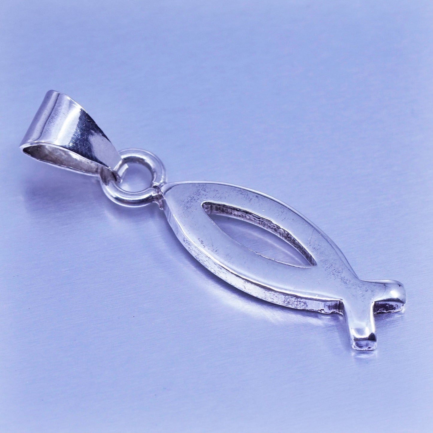 Antique Sterling silver handmade charm, 925 fish pendant.