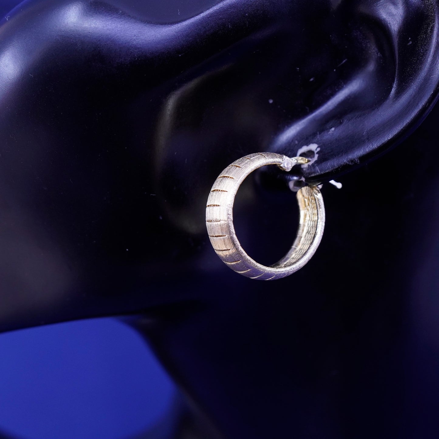1” Italy matte vermeil gold Sterling 925 silver hoop glittering earrings huggie