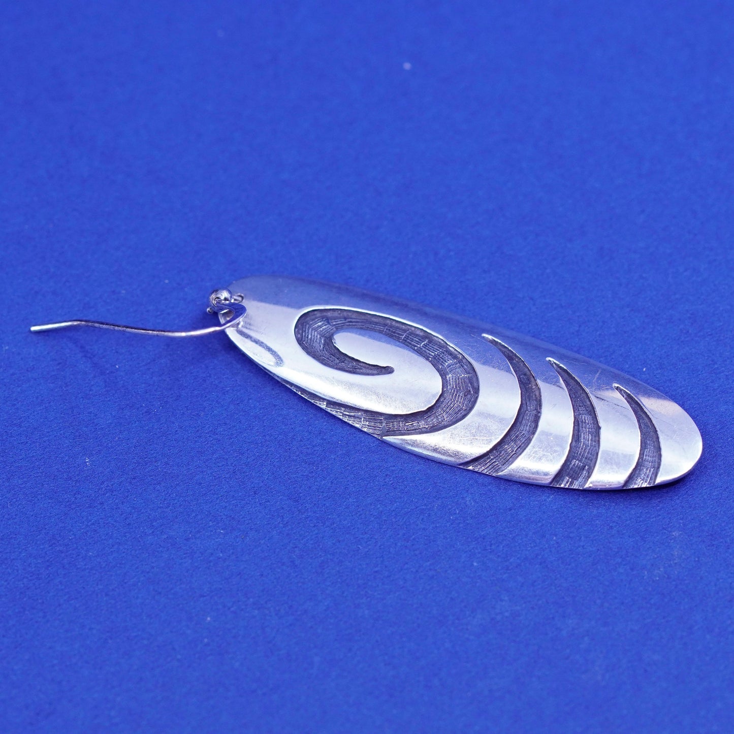 Vintage Native American designer sterling 925 silver handmade swirly earrings
