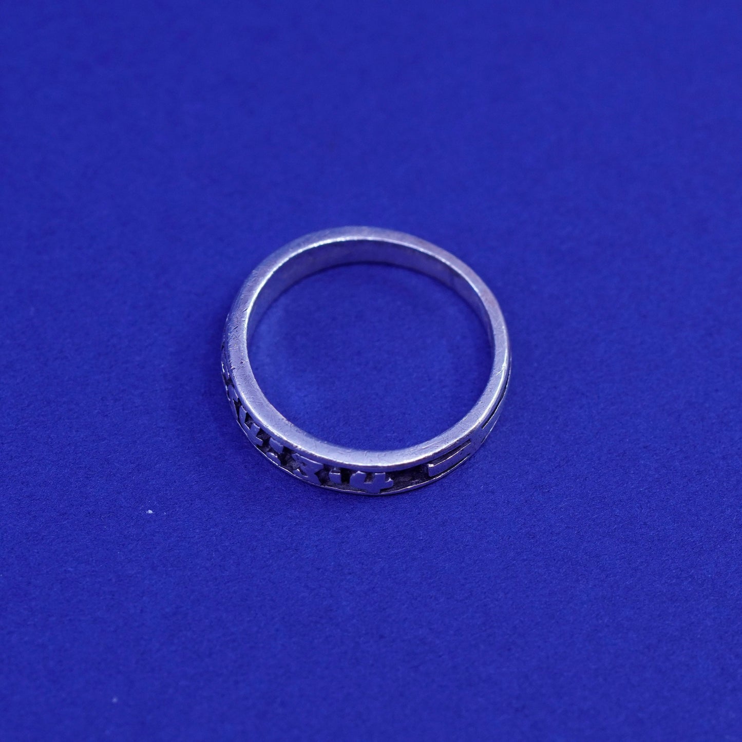 Size 6, vintage Sterling silver handmade ring, religious ITHES.4:3 4 925 band