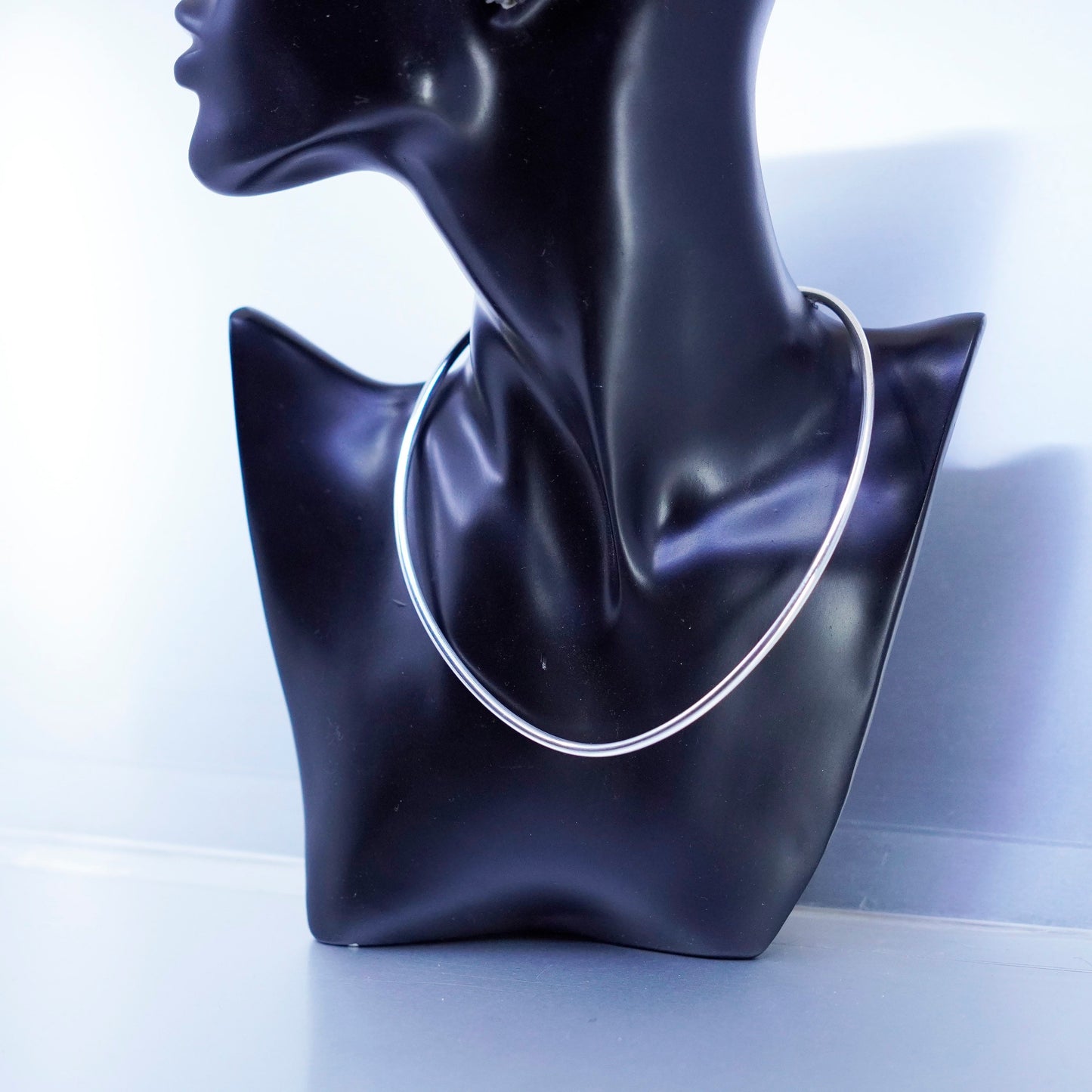 14”, vintage Sterling 925 silver handmade choker collar necklace