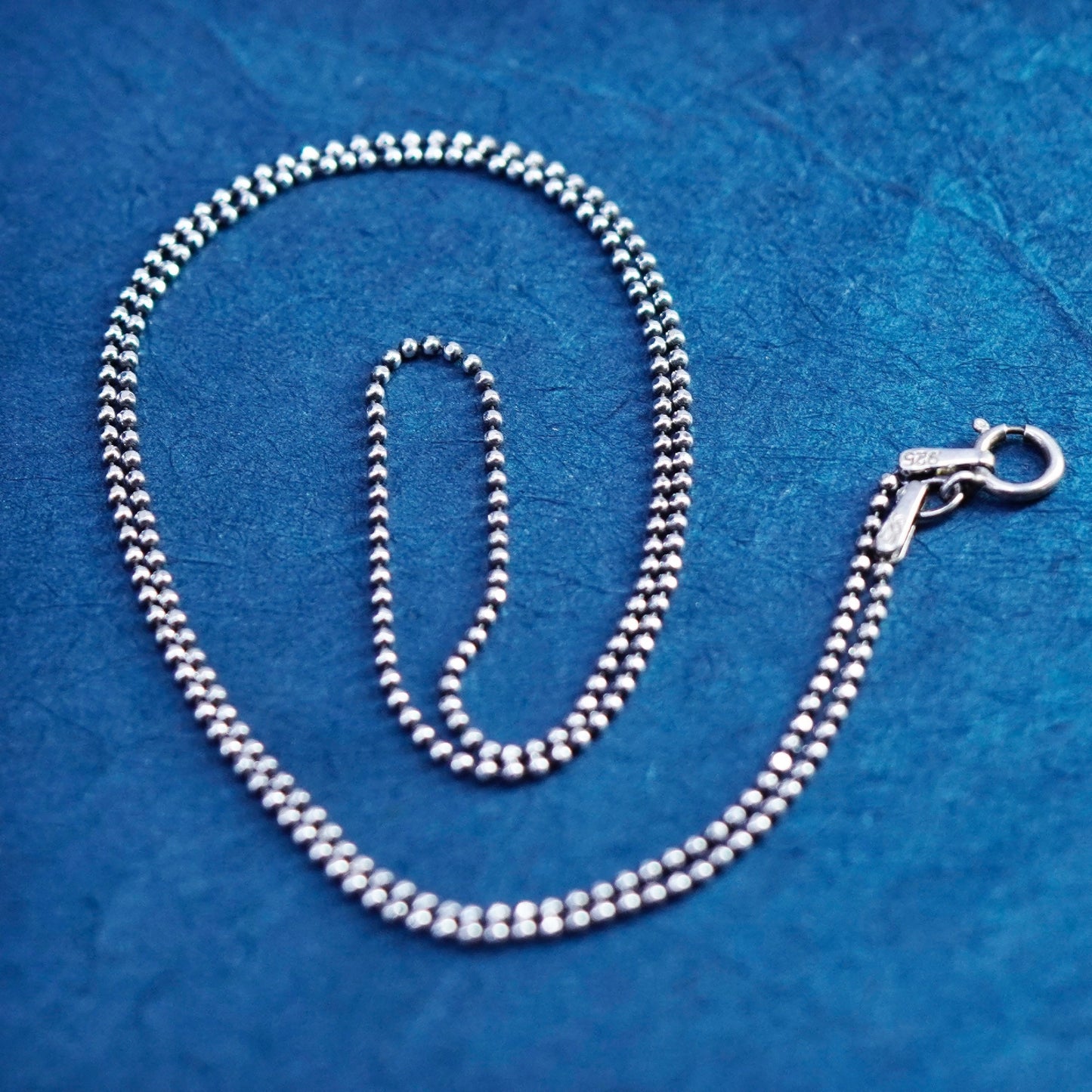 18”, 1mm, vintage Sterling silver handmade necklace, 925 beads chain