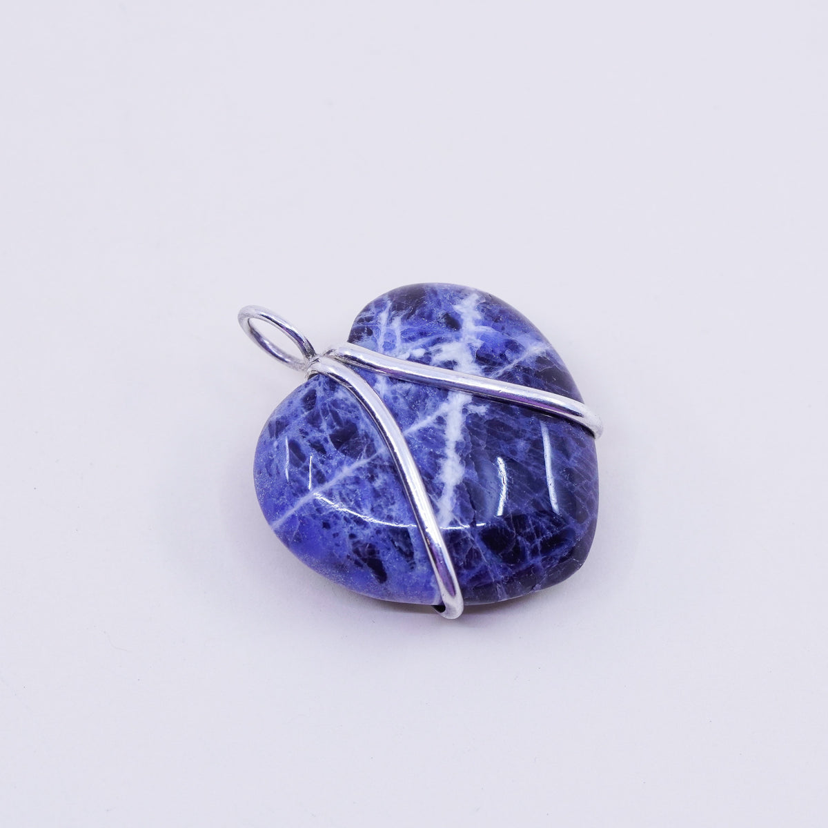 Vintage mexico handmade sterling silver 925 with heart azurite