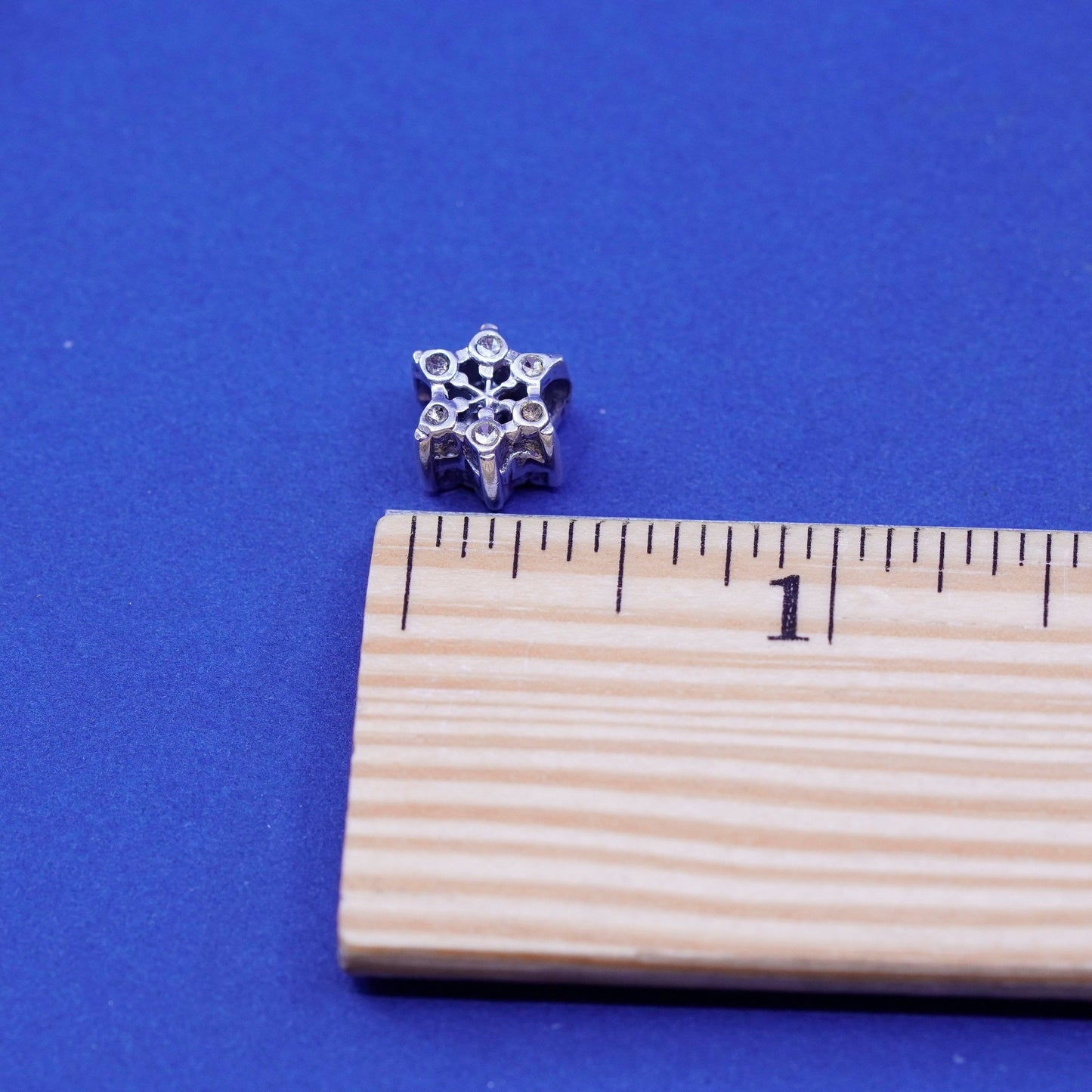 Vintage sterling silver handmade pendant, 925 snowflake charm
