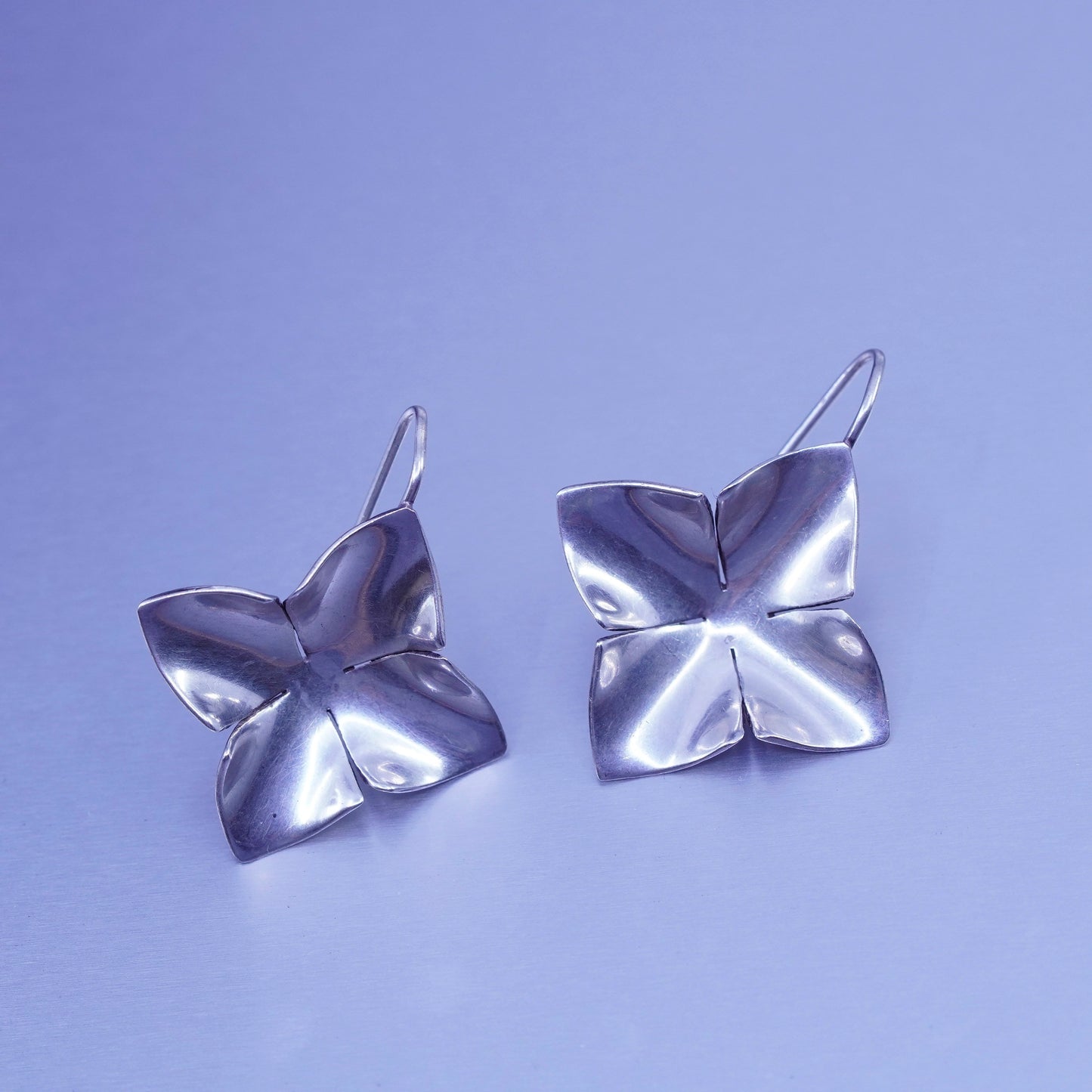 Vintage Sterling 925 silver handmade flower earrings