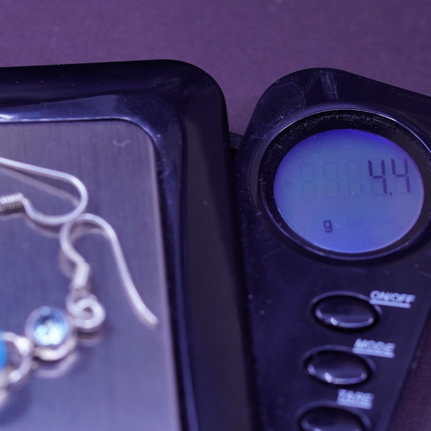 Vintage Sterling 925 silver handmade earrings with blue topaz and druzy