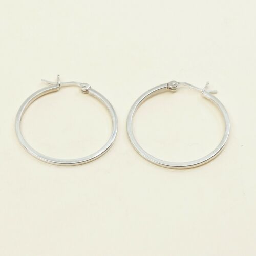 1.25”, Vtg Sterling Silver Hoops, Italy 925 silver, elegant earrings, Huggie