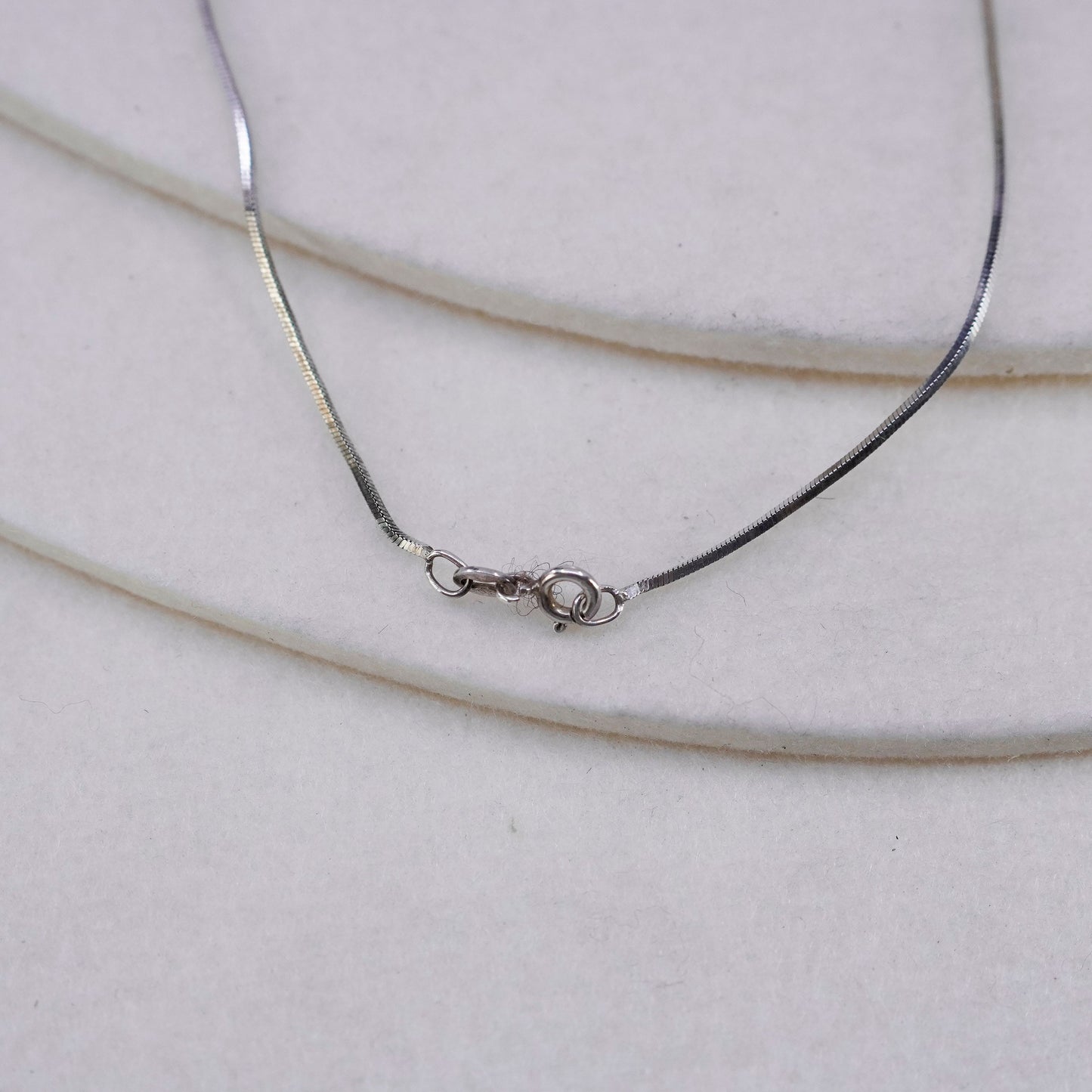 18”, vintage Sterling silver necklace, 925 snake chain with bar pendant amber