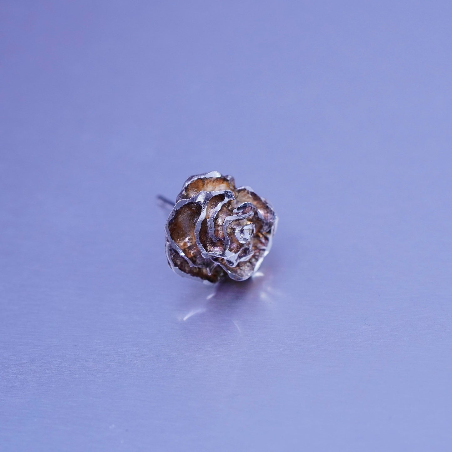 Vintage Sterling 925 silver handmade earrings, rose flower studs