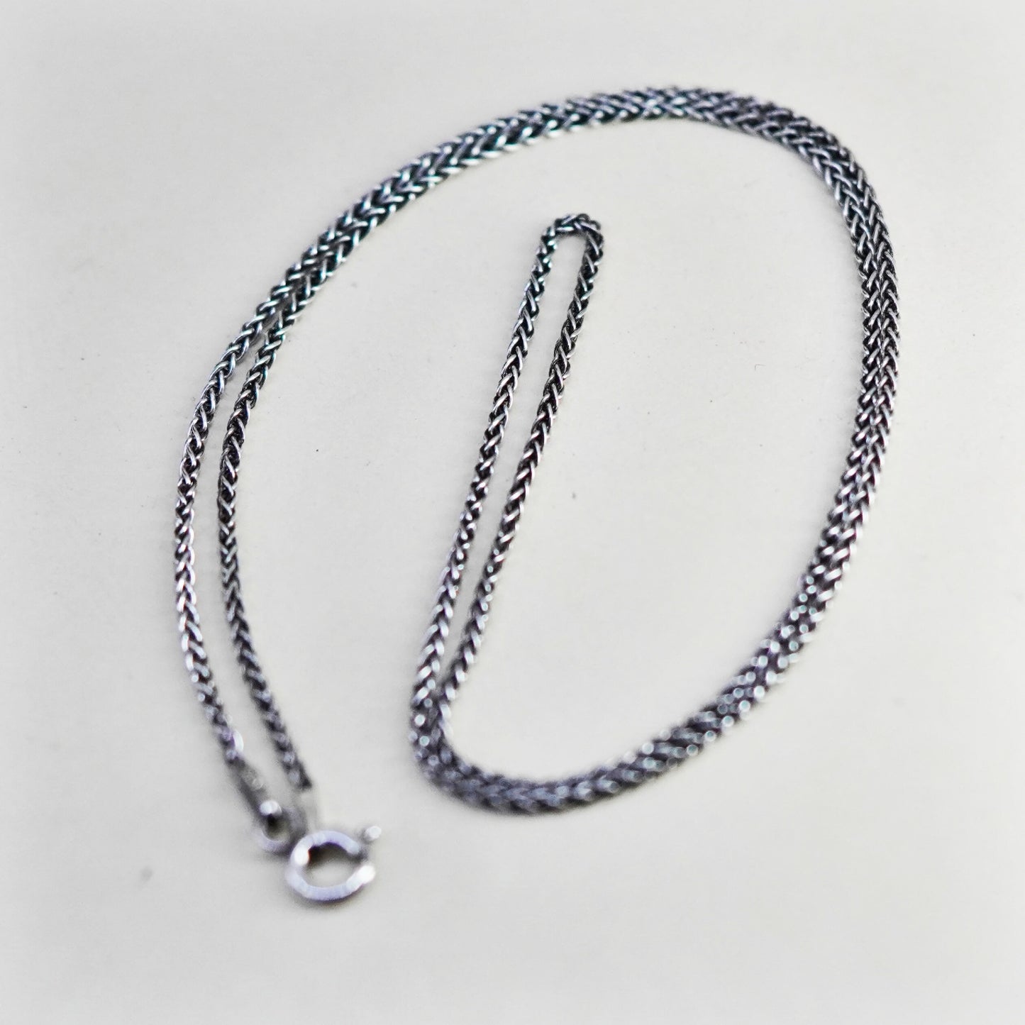 18”, 1.6mm, Vintage Italy sterling silver chain, 925 wheat necklace