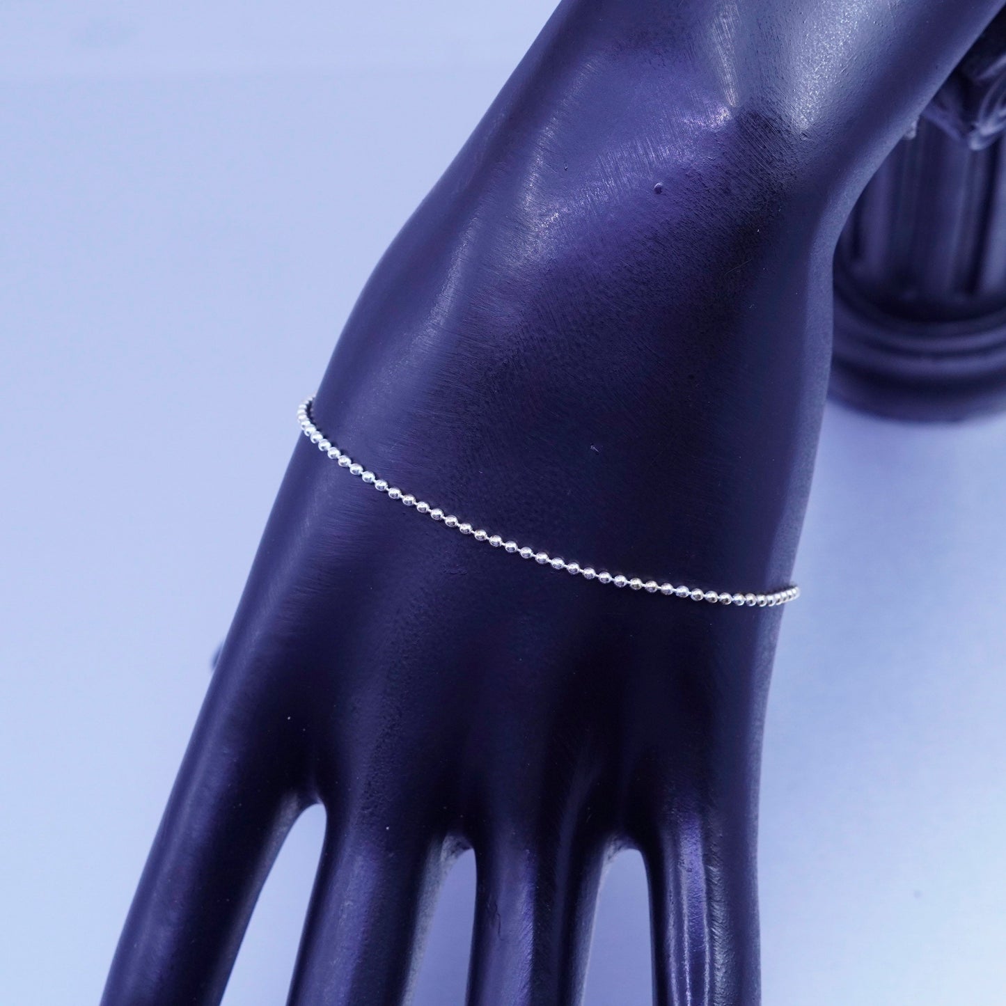 7.5”, Vintage Italy Sterling 925 silver handmade bracelet, bead chain