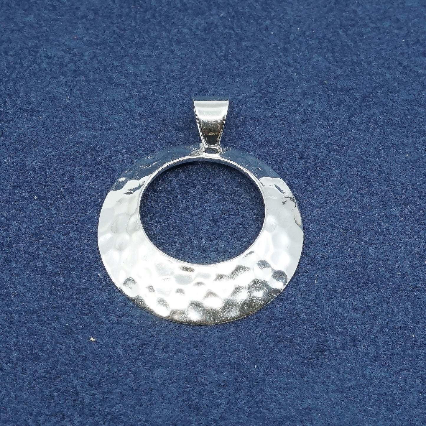 vtg CI Sterling silver handmade pendant, 925 Hammered circle pendant