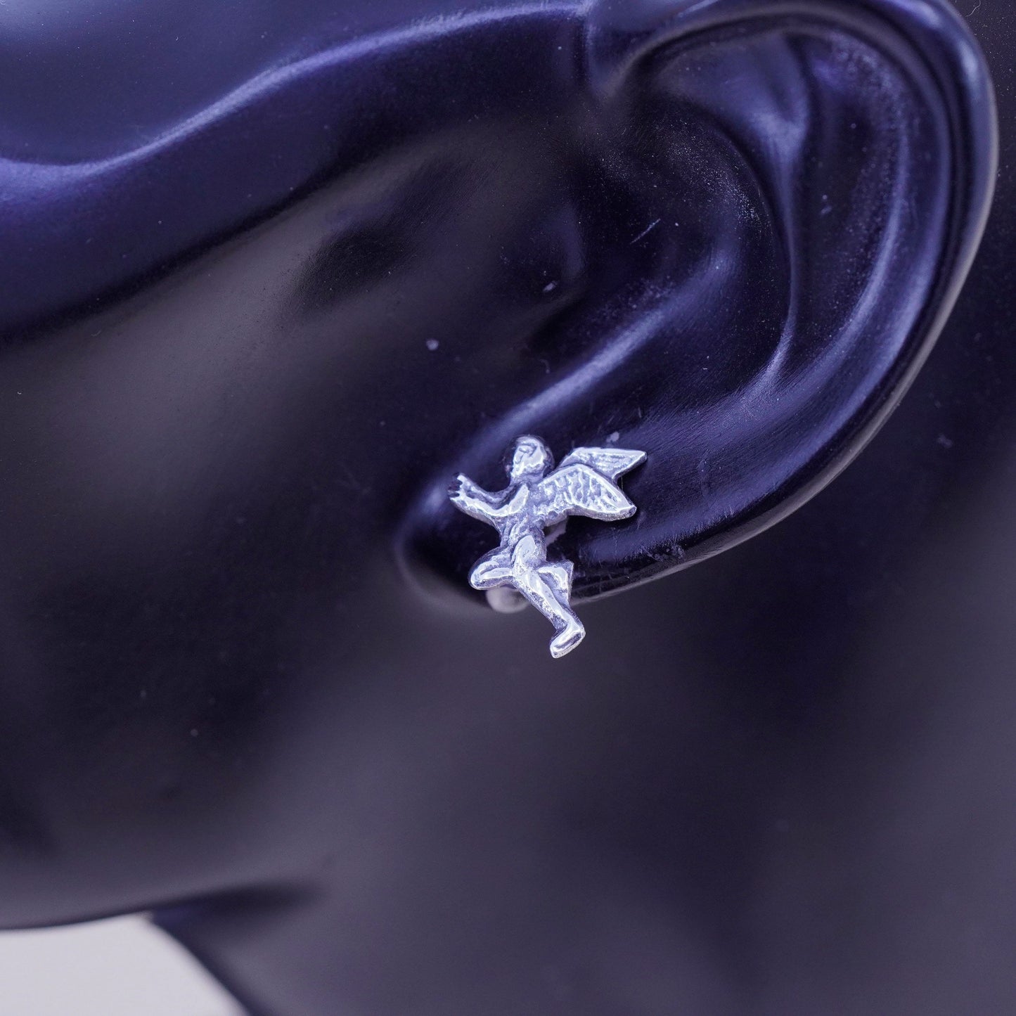 Vintage Sterling silver handmade earrings, 925 angel studs