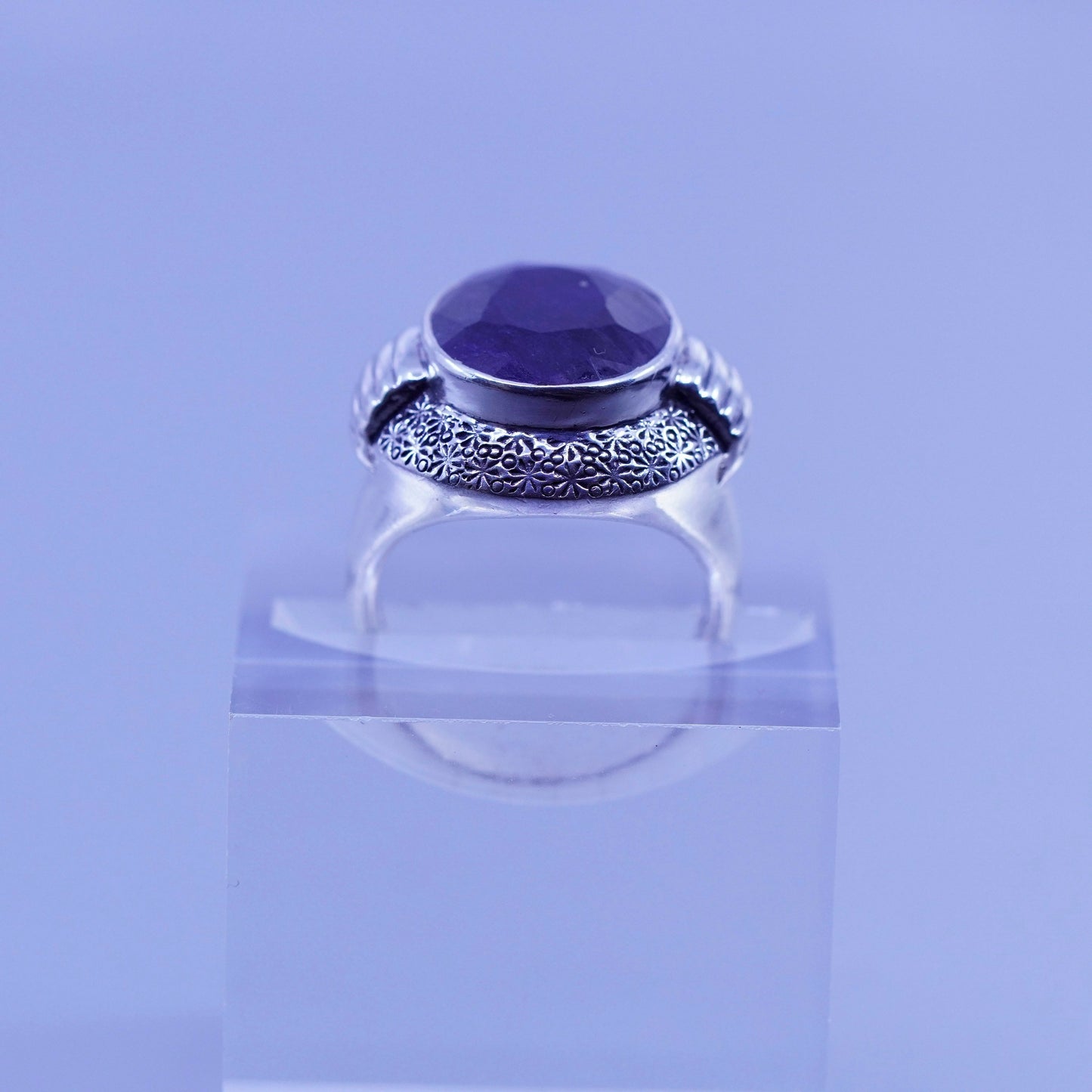 Size 6, vtg Nicky Butler Sterling 925 silver handmade ring w/ Indian sapphire