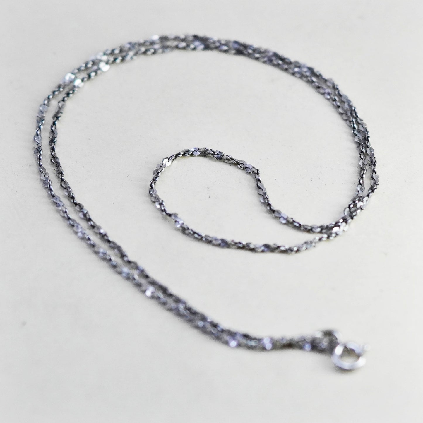 18”, 1.6mm, Vintage sterling silver Italy 925 twisted nugget chain, necklace