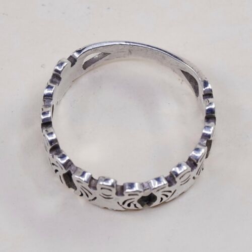 Size 9.25, Vtg Sterling Silver Handmade Hammered Statement Ring 925 Angel Band