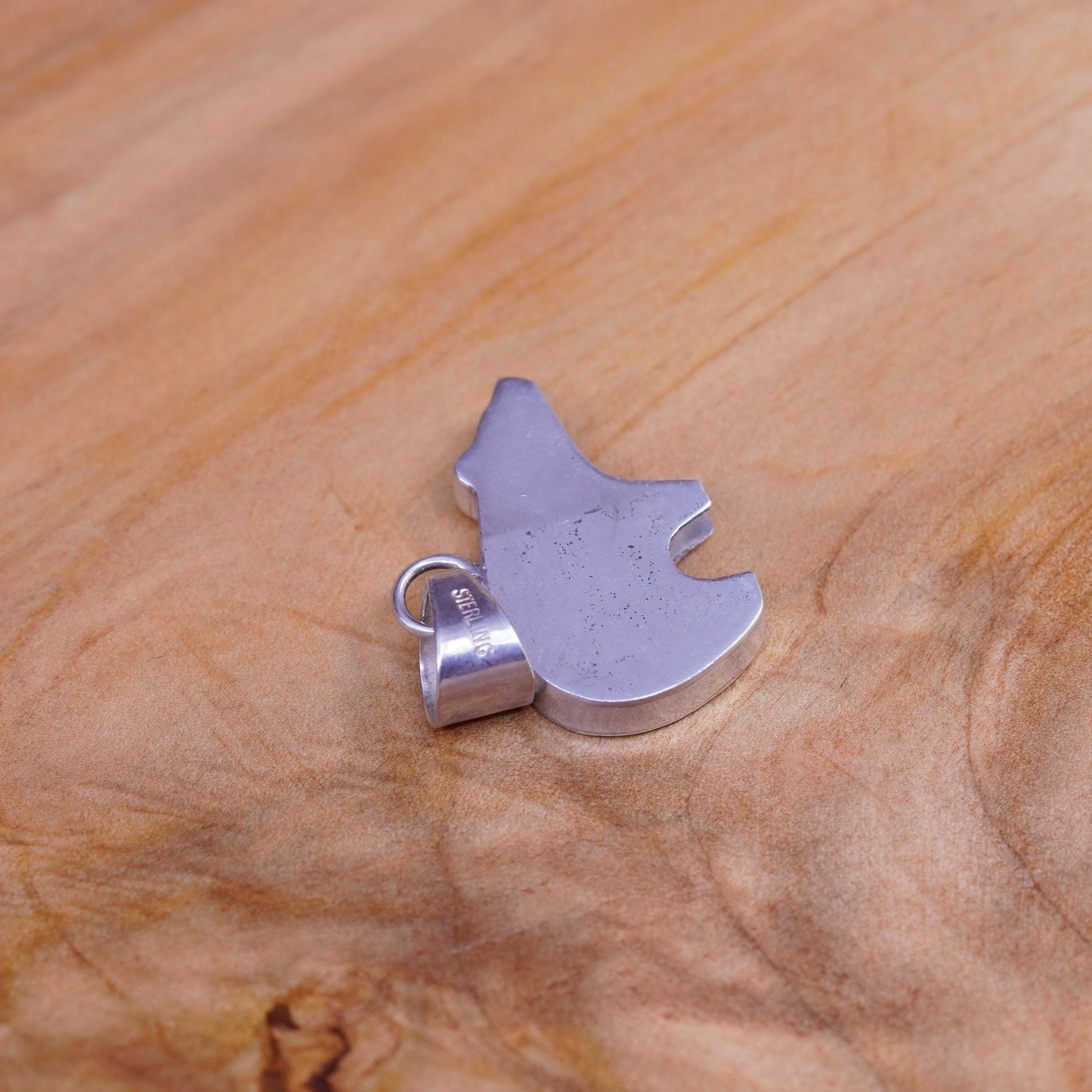 Vintage two tone Sterling silver handmade pendant, southwestern 925 polar bear