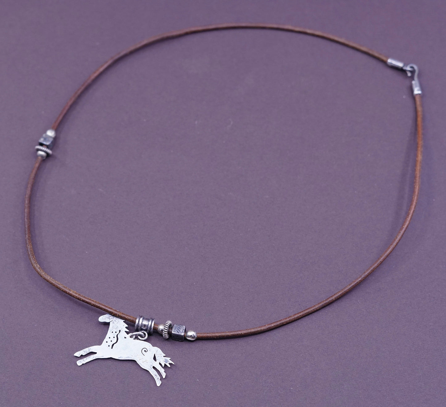 18”, Hopi Wes Willie Navajo Sterling 925 silver Native American horse necklace
