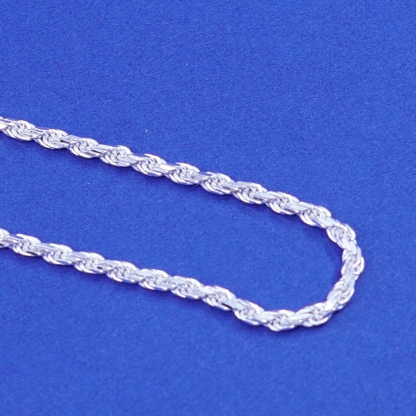 18”, vintage IBB Sterling silver handmade necklace, 925 diamond rope chain
