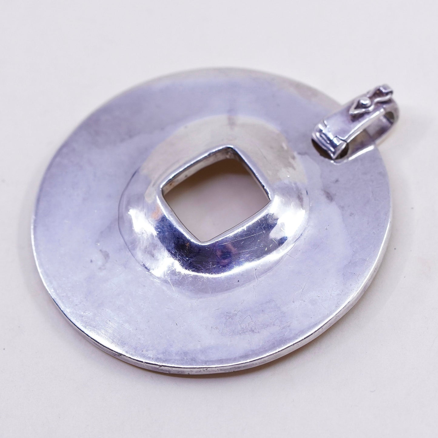 1.75”, Vintage Robert Lee Morris Studio handmade pendant, huge 925 round dangle