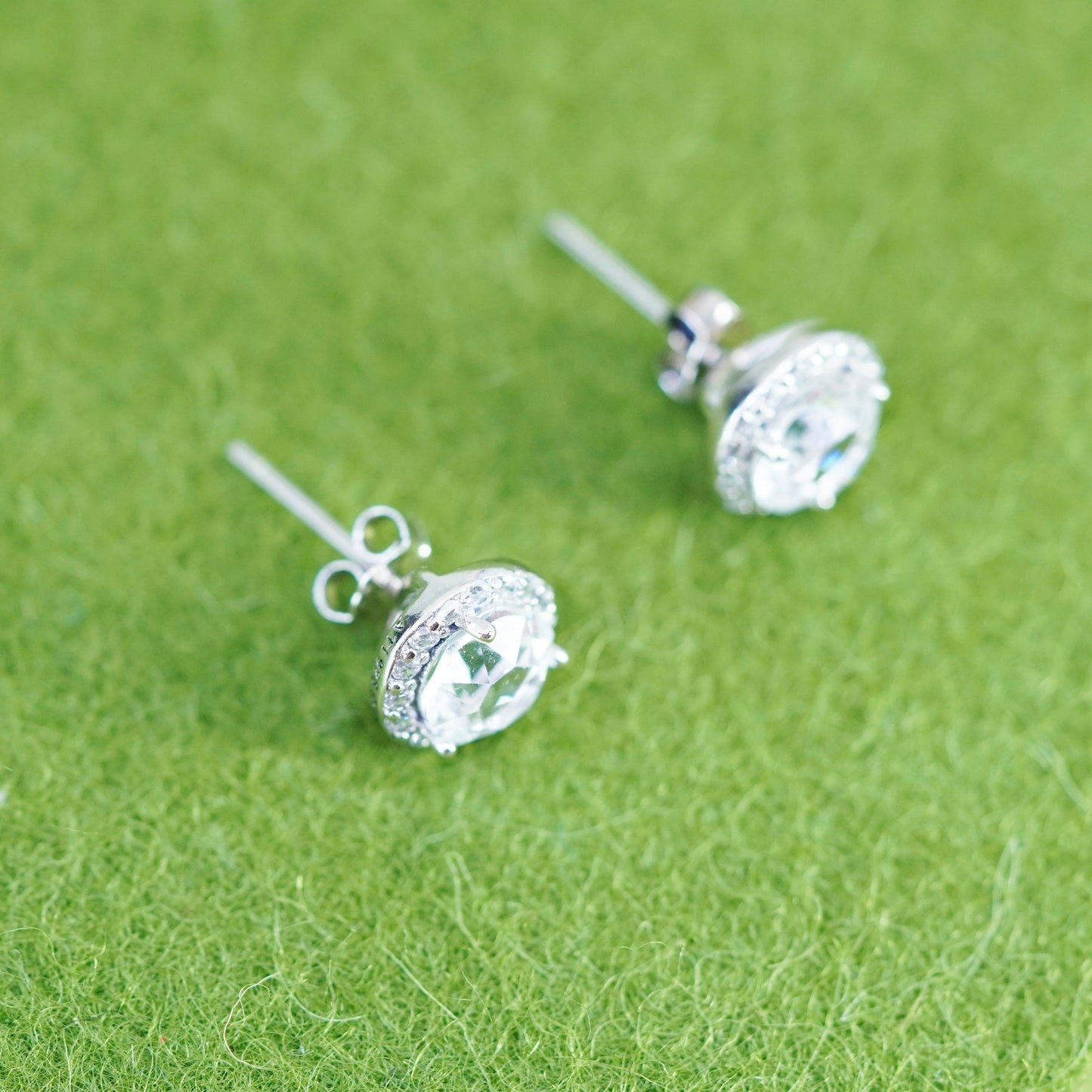 10mm, Vintage sterling silver cz studs, fashion minimalist 925 earrings