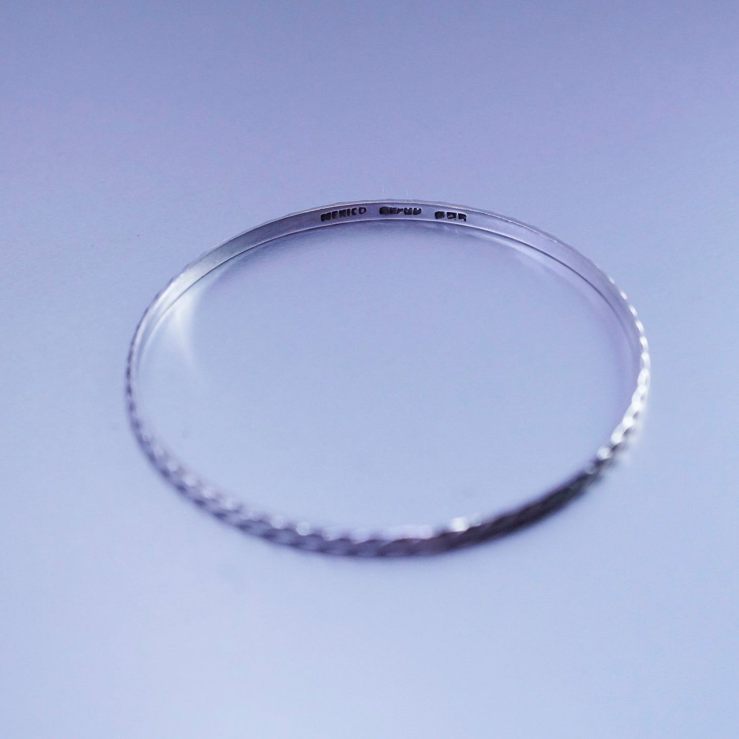8.5”, Vintage Sterling 925 silver handmade bracelet, textured bangle