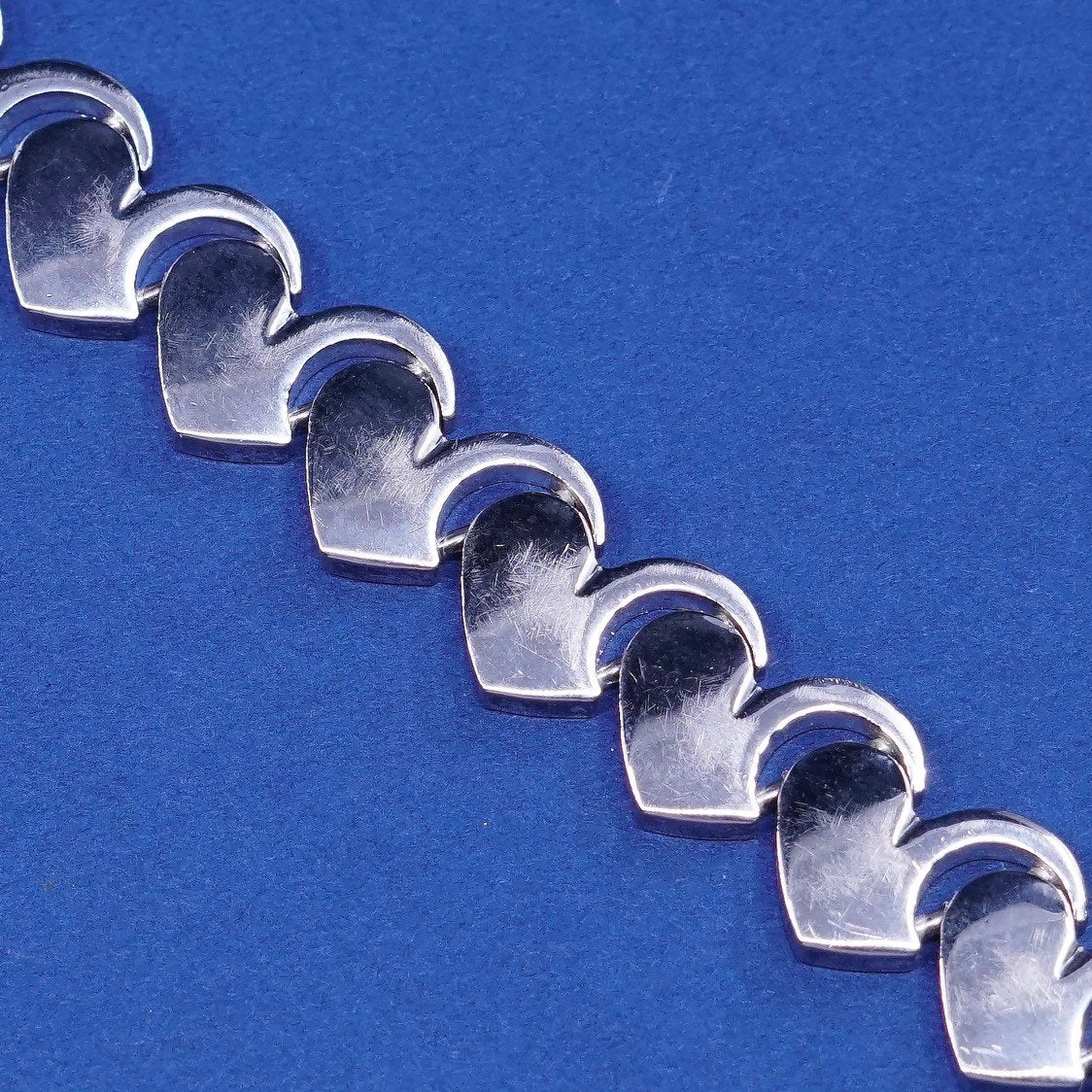 7", vtg Sterling silver handmade bracelet, 925 heart, stamped 925