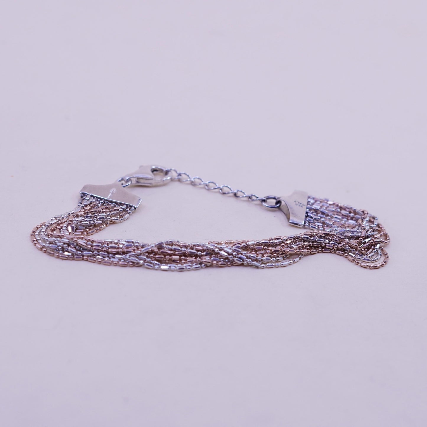 6.75+1”, Dyadema multi strands sterling silver bracelet, 925 bead multi strands