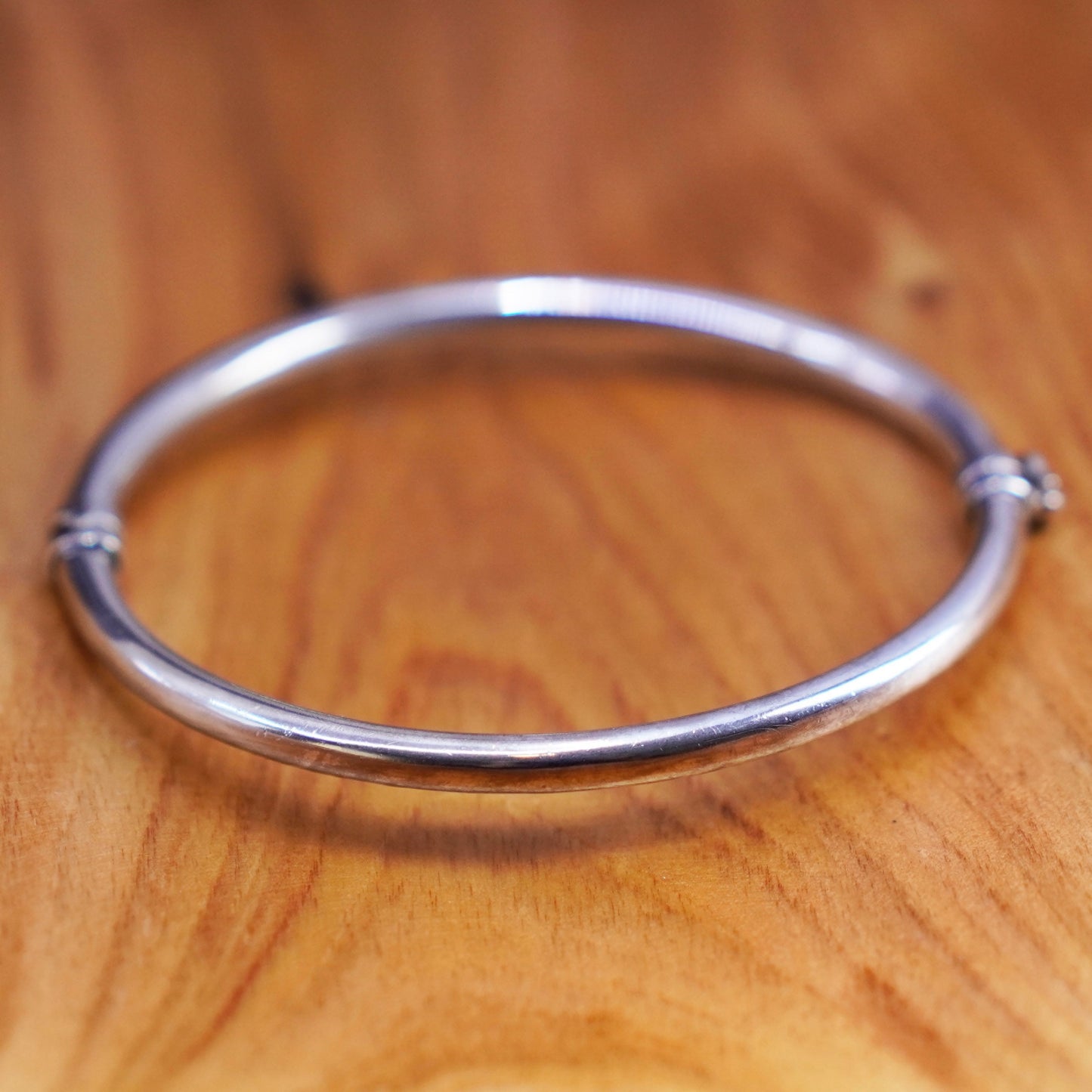 7”, Vintage minimalist sterling silver handmade bracelet, 925 hinged bangle