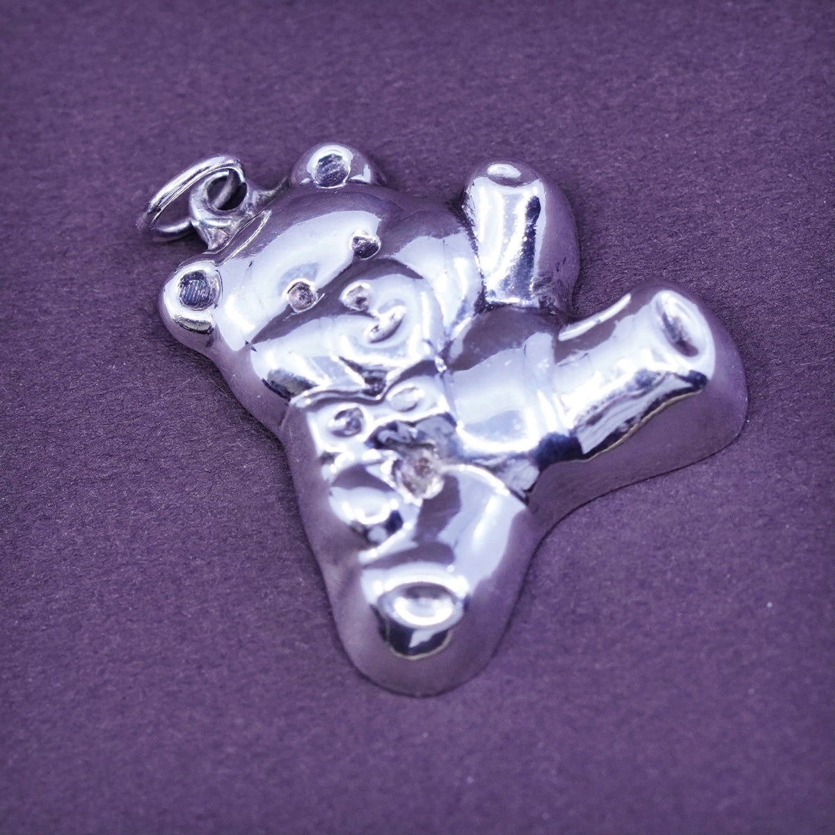 Vintage sterling silver handmade pendant, 925 teddy bear pendant
