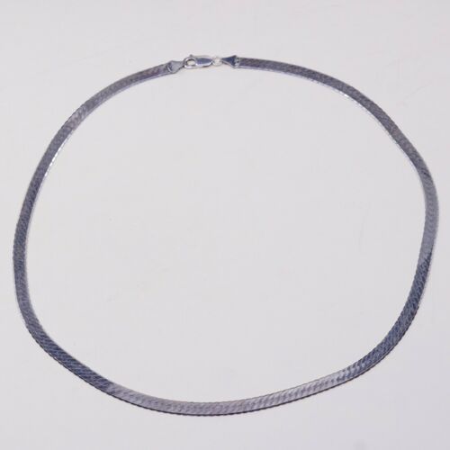 20” 6mm, Vtg 925 Sterling Silver Herringbone chain necklace, Stamped 925
