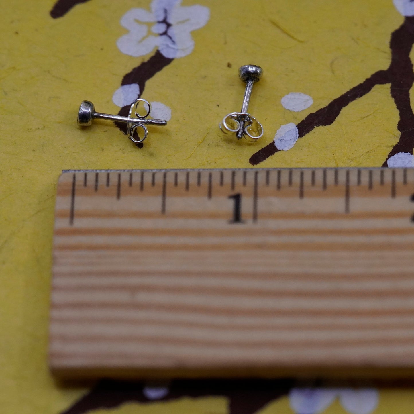 3mm, Vintage Sterling silver handmade earrings, 925 round sodalite studs