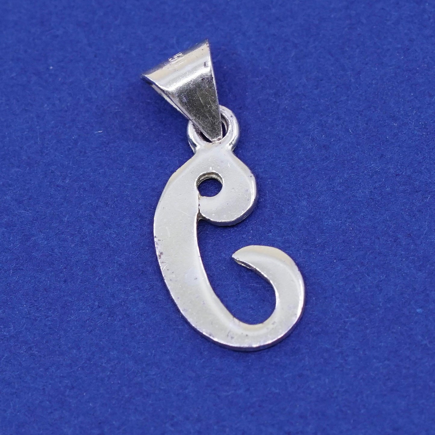 Vintage sterling silver handmade pendant, 925 initial charm, letter “C”