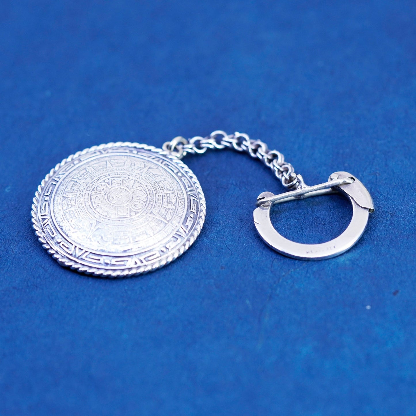 Native American sterling silver key chain 925 tag and Mayan calendar