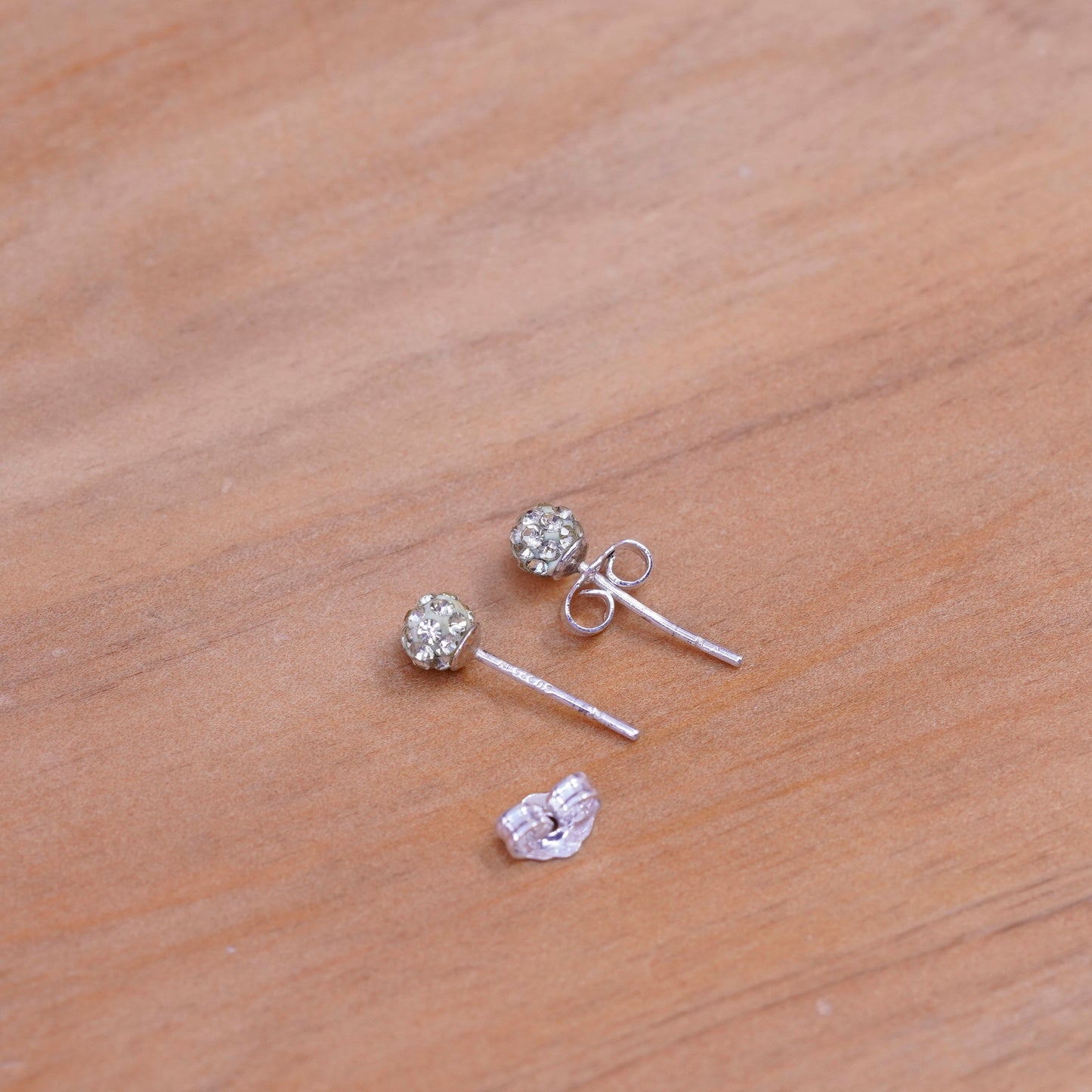 Vintage Sterling 925 silver cluster Cz studs, Swarovski earrings
