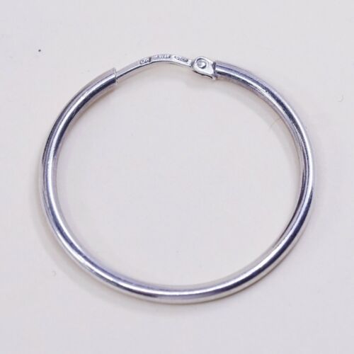 1.25”, Italy 925 Sterling Silver Hoop Pierced Earrings, 925 silver huggie