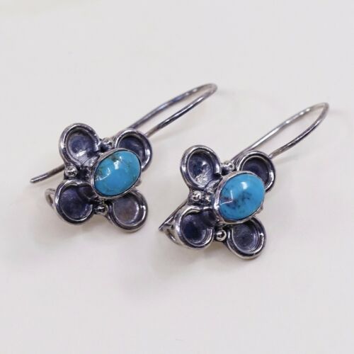 Amazing handmade Sterling Silver earrings, 925 Turquoise Dangles
