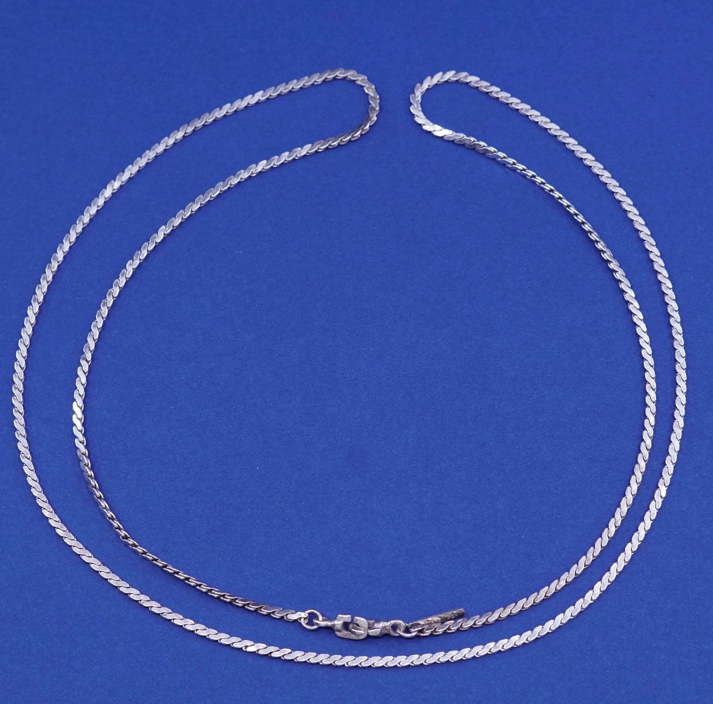 30”, 2mm, vintage Sterling silver handmade necklace, 925 flatten curb chain