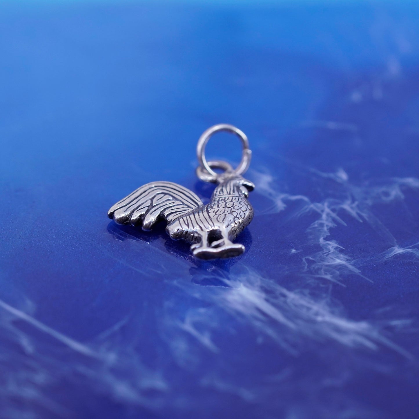 Vintage Sterling silver handmade pendant. 925 rooster chicken charm