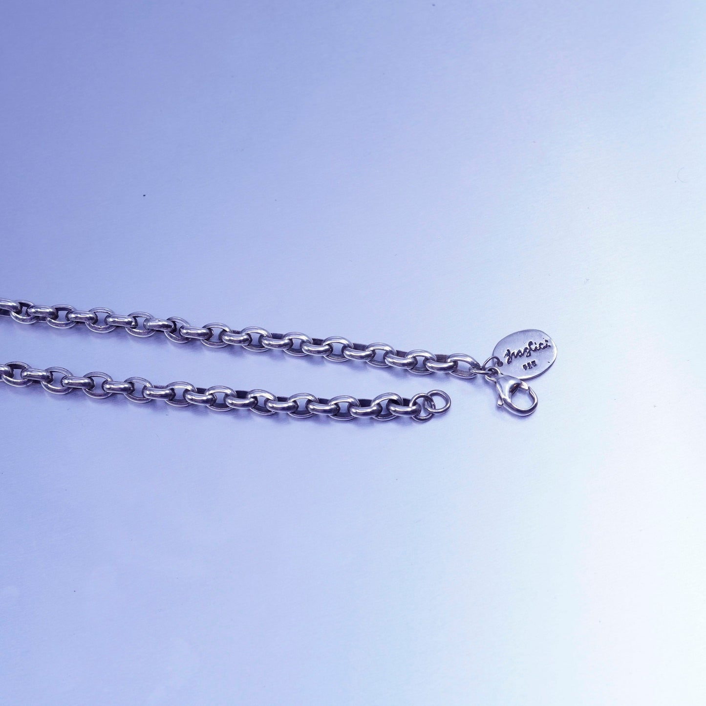 16” 4mm, vintage Italy Sterling 925 silver oval circle chain necklace