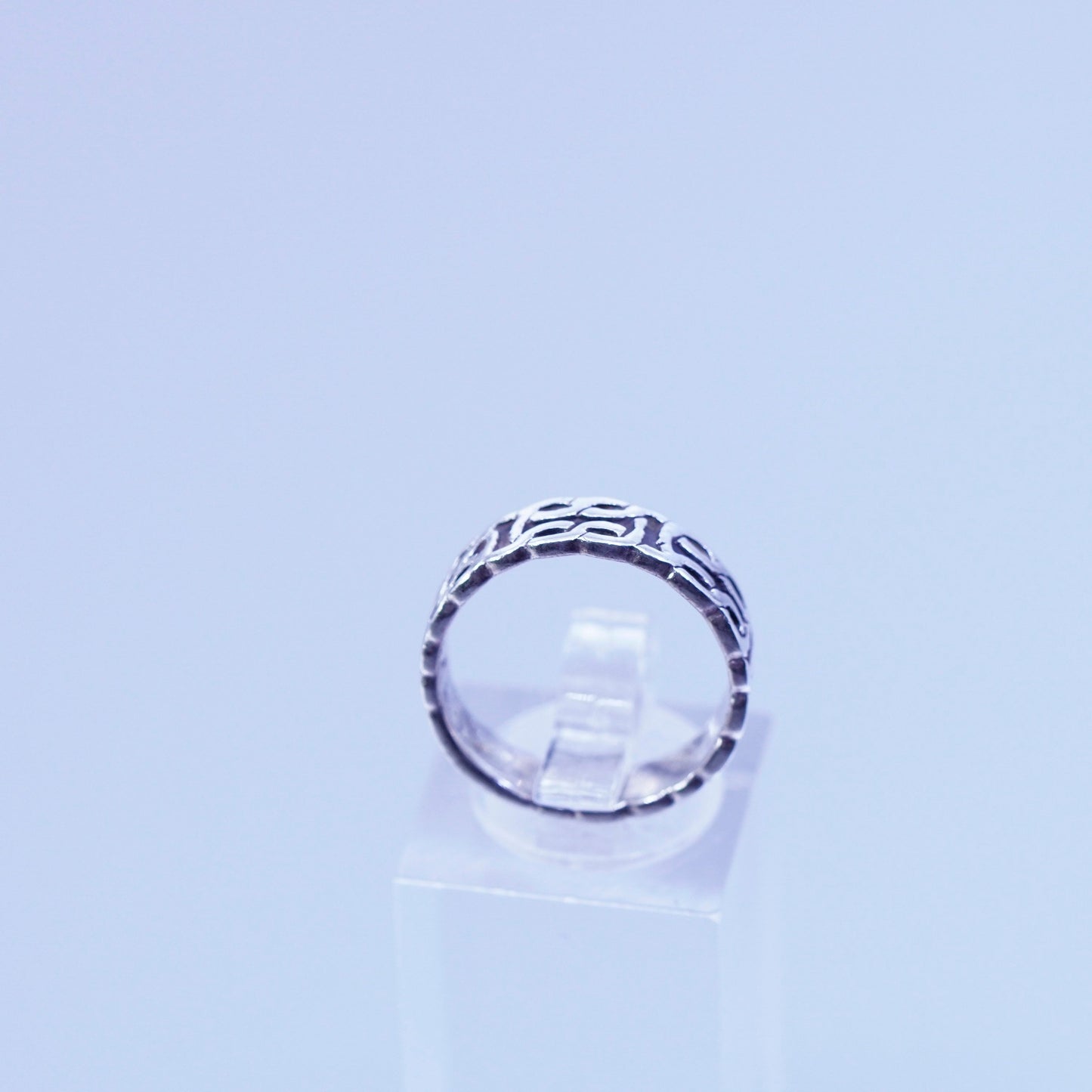sz 7, southwestern Sterling 925 silver handmade ring, modern wavy textured band