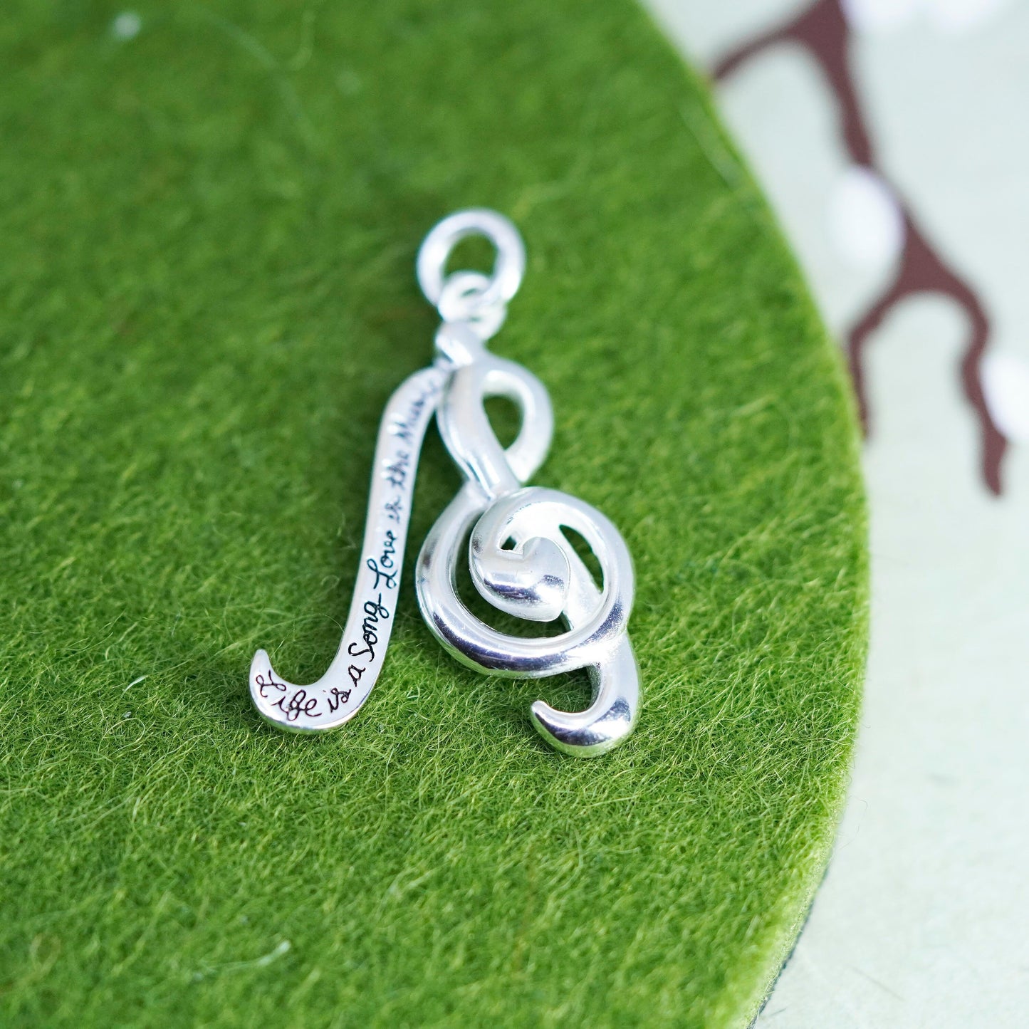 sterling silver pendant, 925 music note “life is a song, love ”, melody charm