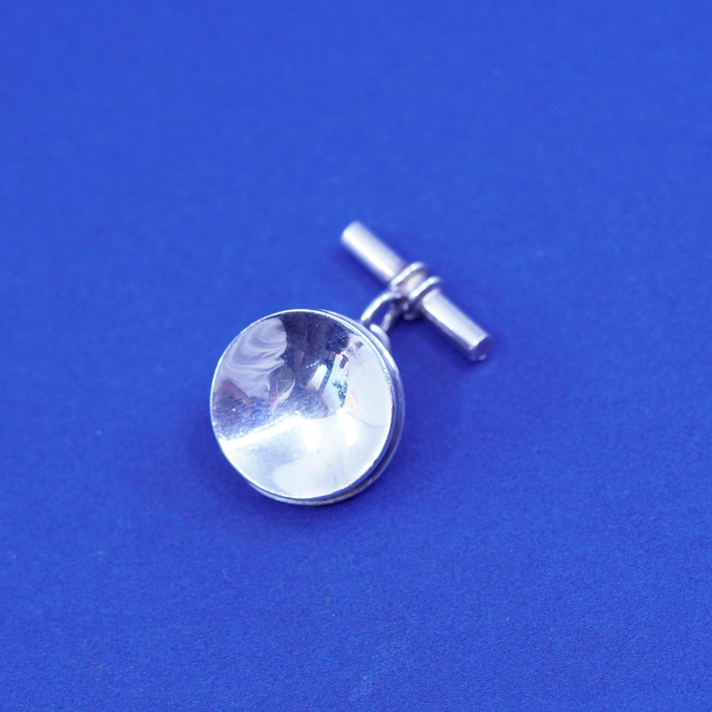 Vintage sterling silver Handmade cufflink, antique Mexico round 925 cuff links