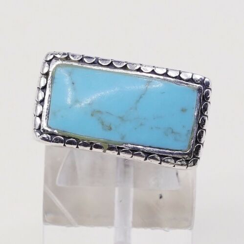 Sz 6.25, Vintage Handmade Sterling 925 Silver W/ Turquoise Ring, Southwestern