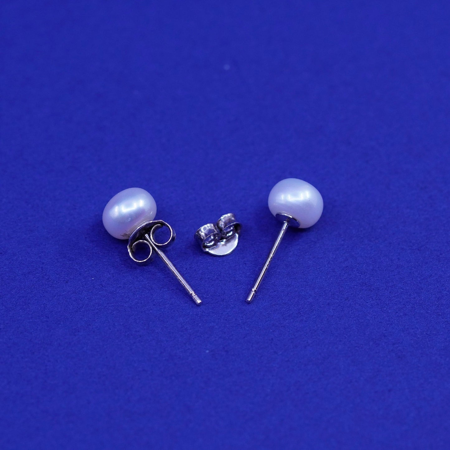 7mm, Sterling 925 silver with freshwater pearl studs earrings